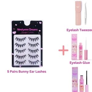 Eyelash Set with Glue and Tweezers - Black